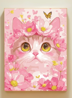 金鱼小猫DIY数字油画治愈系