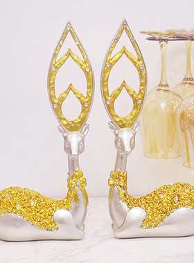 家居装饰梅花鹿摆件母子大象树脂