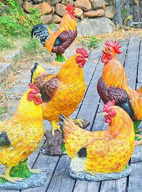 公鸡母鸡摆件花园庭院装饰品