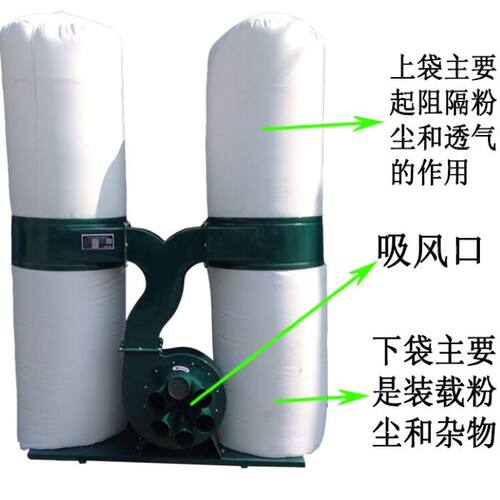 木工吸尘器除尘袋双筒布袋除尘器工业集尘袋3千瓦带钢圈环保袋 - 图0