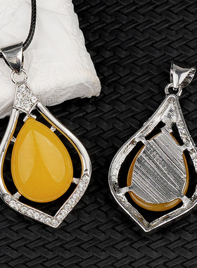 天然石镶嵌合金鲍鱼贝水滴吊坠