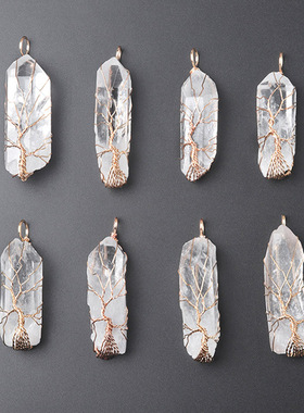 天然白水晶手工绕丝柱子