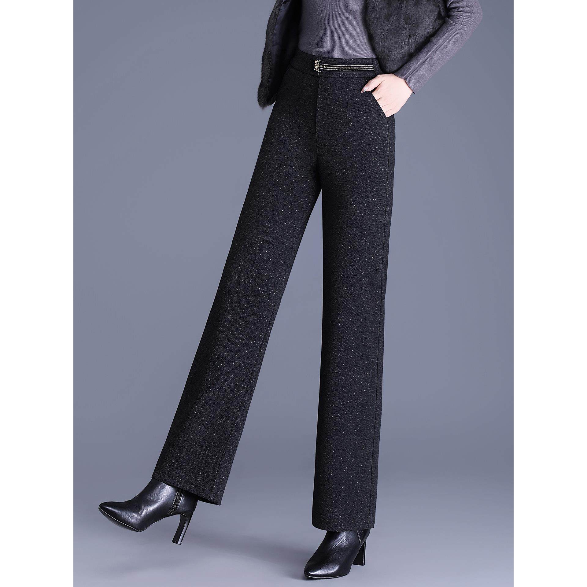 蚕丝棉裤女冬季外穿加厚保暖妈妈裤子宽松显瘦直筒毛呢窄版阔腿裤,淘宝优惠券,粉丝福利购,淘宝优惠卷