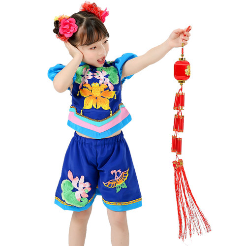 2021春晚听我说舞蹈服新款儿童演出服打鼓服六一民族秧歌表演服女 - 图3