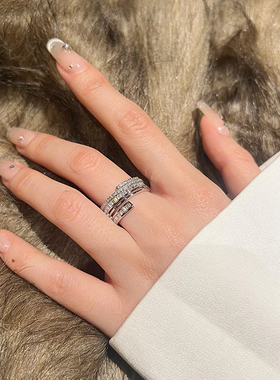 FRIDAY JEWELRY定制款锆石气质简约百搭复古个性可调节戒指开口戒