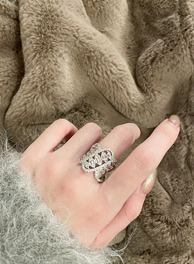 FRIDAY JEWELRY定制款锆石气质百搭轻奢复古个性可调节戒指开口戒