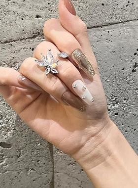 轻奢网红锆石树叶小众戒指