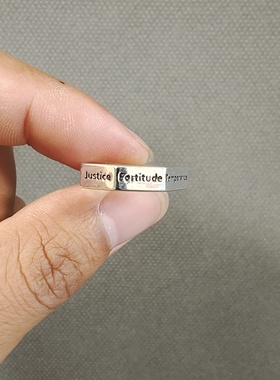 s925银 七美德 戒指 男女士简约时尚开口可调节戒指