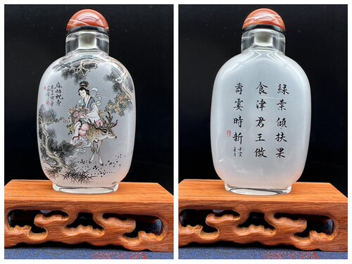 诚信内画鼻烟壶八仙过海 纯手工 瓶内画 衡水特色工艺礼品摆件 - 图2