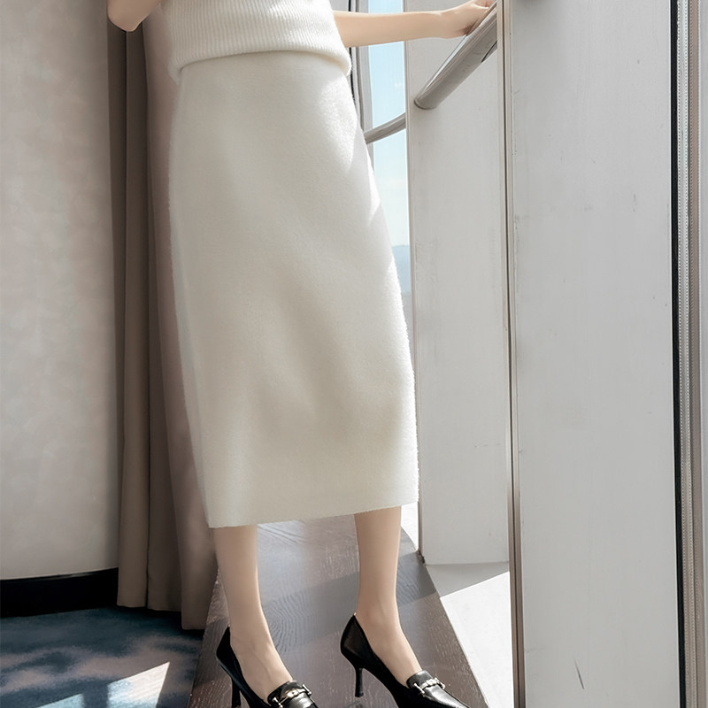 100%纯羊毛针织半身裙女高腰显瘦包臀一步裙子中长款四平裙纯色,淘宝优惠券,粉丝福利购,淘宝优惠卷