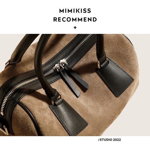 mimikiss轻奢磨砂牛皮波士顿包女大容量手提保龄球包包 - 图2