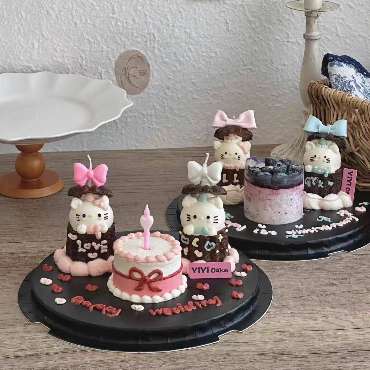 网红kt猫可露丽风蝴蝶结爱心蜡烛摆件hellokitty甜品插件蛋糕装饰,淘宝优惠券,粉丝福利购,淘宝优惠卷