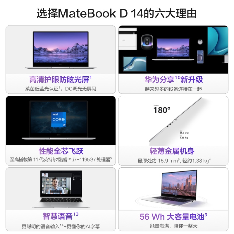 【顺丰速发】华为MateBook D14/D15 2024新款笔记本电脑酷睿i5/i7轻薄本学生便携办公手提官方旗舰店正品网款