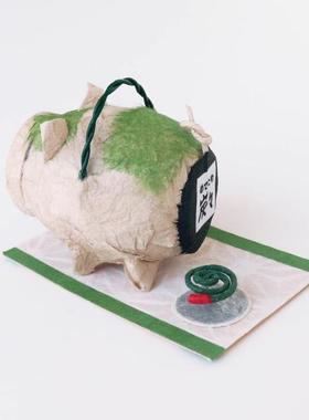 日本制 夏季和风和纸の飾 调湿除臭炭の置物  可爱摆件 蚊香猪