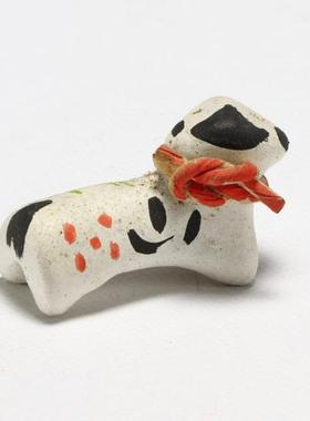 日本制 职人手作 縁起物郷土玩具 赤べこ 赤牛黑牛 法華寺 お守り