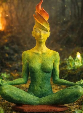 跨境新品Meditating Nature Goddess Sculpture瑜伽冥想自然女神