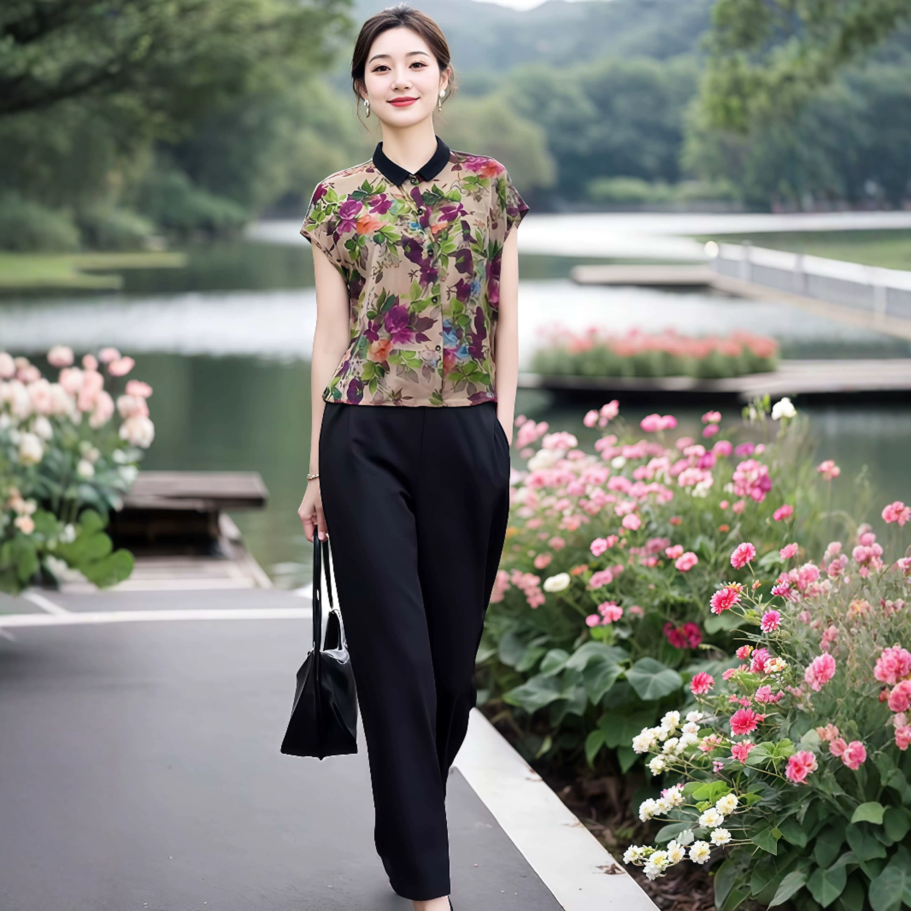 素韵订制女装原创品牌高级感轻奢碎花上衣短袖超好看阔腿裤两件套,淘宝优惠券,粉丝福利购,淘宝优惠卷