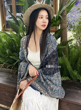 民族风薄款棉麻印花围巾