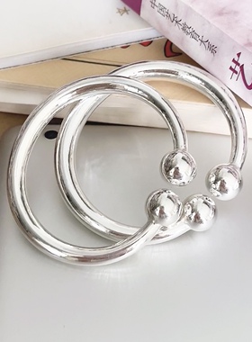 实心重工古法珠子银手镯现货