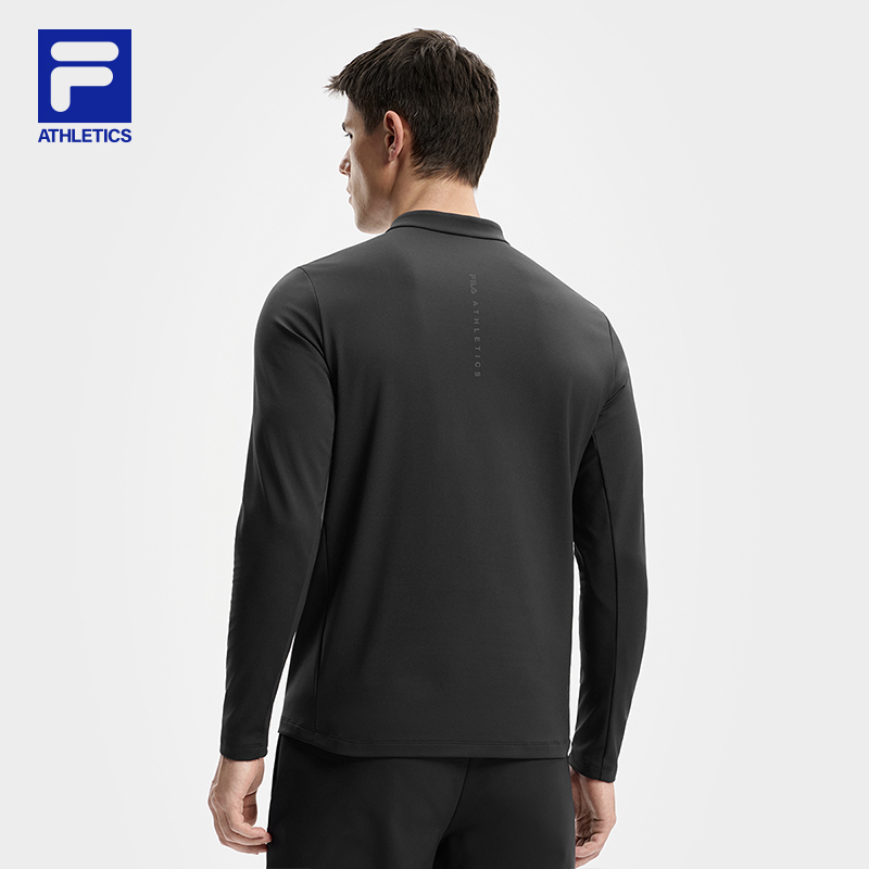 FILA 斐乐官方男子针织长袖上衣2025冬季新款健身运动加绒基础长T - 图1