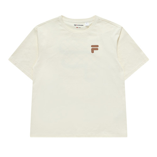 FILA FUSION斐乐潮牌短袖T恤情侣款夏 时尚宽松针织短袖衫 - 图3