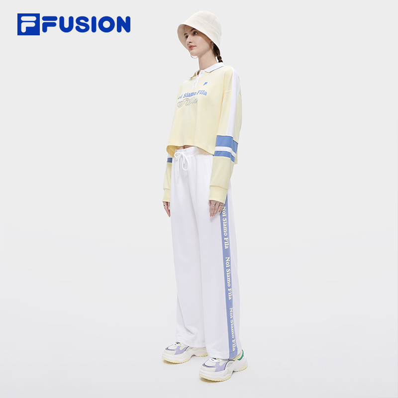 FILA FUSION斐乐潮牌女子针织长袖POLO衫2023秋新款时尚宽松上衣 - 图2