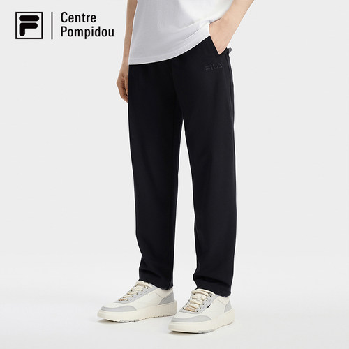 FILA 斐乐官方男士针织长裤2024秋季新款时尚简约基础直筒休闲裤 - 图0