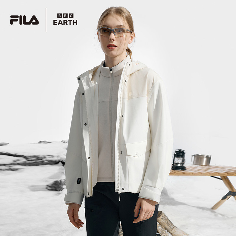 FILA 斐乐官方女士上衣两件套2024冬季新款户外运动基础连帽外套,淘宝优惠券,粉丝福利购,淘宝优惠卷