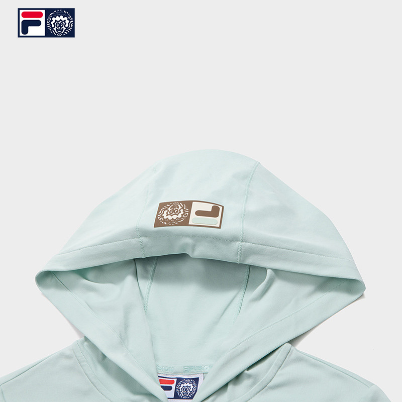 FILA FUSION斐乐潮牌女子针织连帽上衣2025冬新款时尚修身长袖T恤,淘宝优惠券,粉丝福利购,淘宝优惠卷
