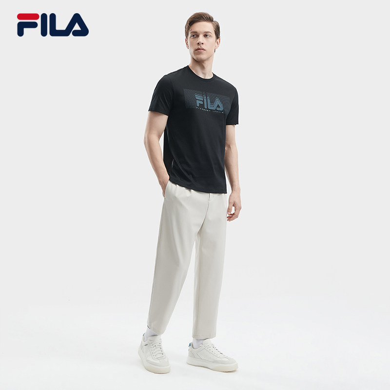 FILA 斐乐官方男子针织短袖衫2024夏新款休闲时尚纯棉LOGO基础T恤,淘宝优惠券,粉丝福利购,淘宝优惠卷