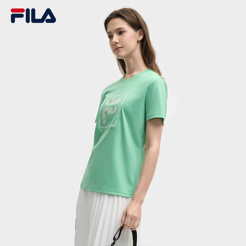 FILA 斐乐官方女子针织短袖衫2025夏新款时尚休闲舒适纯棉圆领T恤,淘宝优惠券,粉丝福利购,淘宝优惠卷