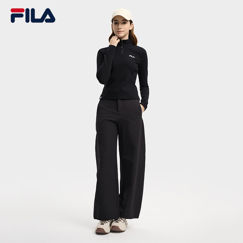 FILA 斐乐官方女子针织长袖衫2025冬季新款时尚休闲拼色半拉链长T,淘宝优惠券,粉丝福利购,淘宝优惠卷