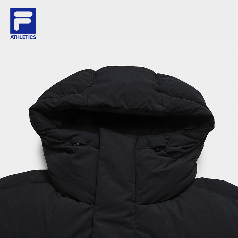 FILA 斐乐官方男士长款羽绒服2025冬季新款健身运动保暖连帽外套
