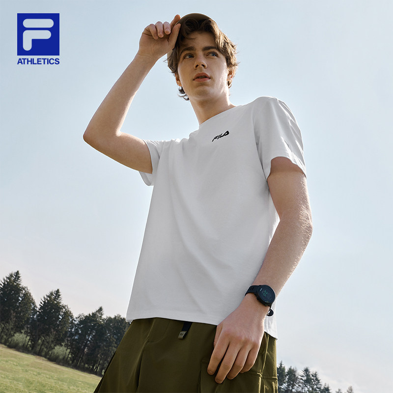 FILA 斐乐官方男子针织短袖衫2025夏季新款健身运动简约基础白T恤,淘宝优惠券,粉丝福利购,淘宝优惠卷
