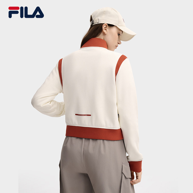 FILA 斐乐官方女士针织长袖外套2025冬新款时尚休闲舒适拼色上衣,淘宝优惠券,粉丝福利购,淘宝优惠卷