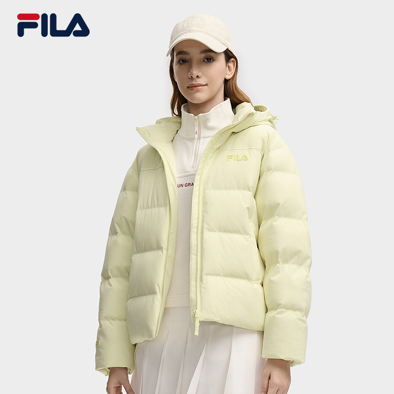 FILA 斐乐官方女士羽绒服2025冬季新款RGB-多彩羽绒连帽保暖外套