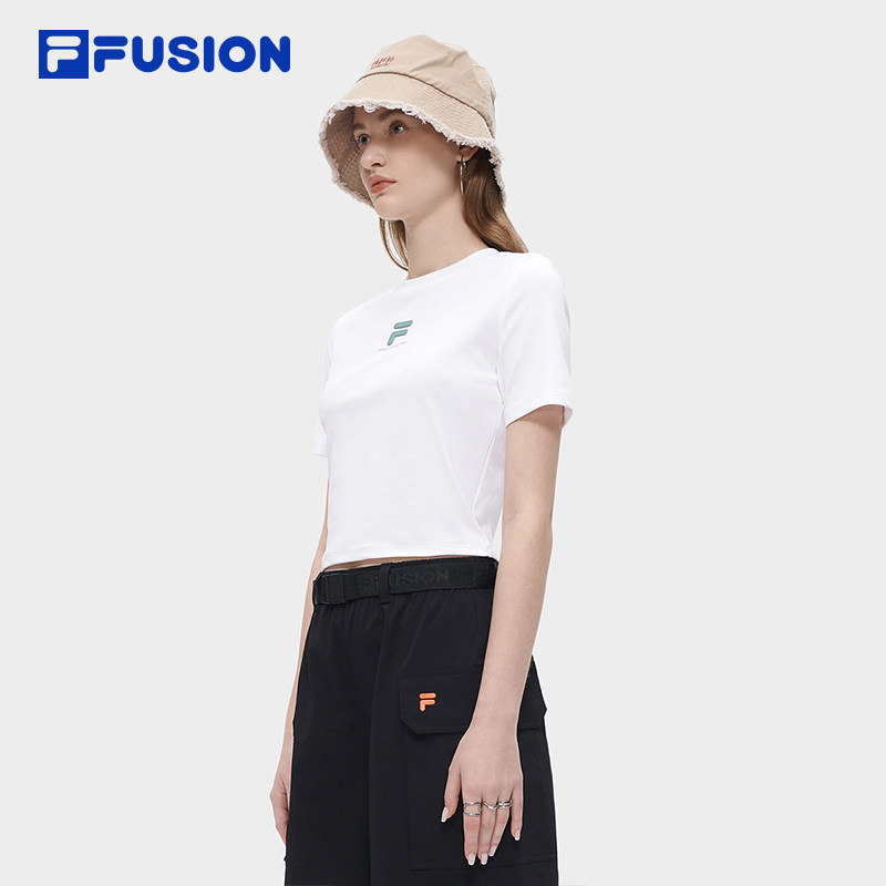 FILA FUSION斐乐潮牌女子短袖T恤秋时尚休闲修身针织上衣,淘宝优惠券,粉丝福利购,淘宝优惠卷