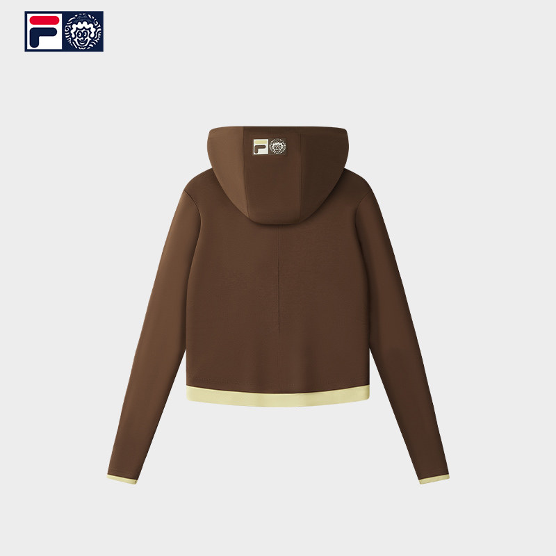 FILA FUSION斐乐潮牌女子针织连帽上衣2025冬新款时尚修身长袖T恤,淘宝优惠券,粉丝福利购,淘宝优惠卷