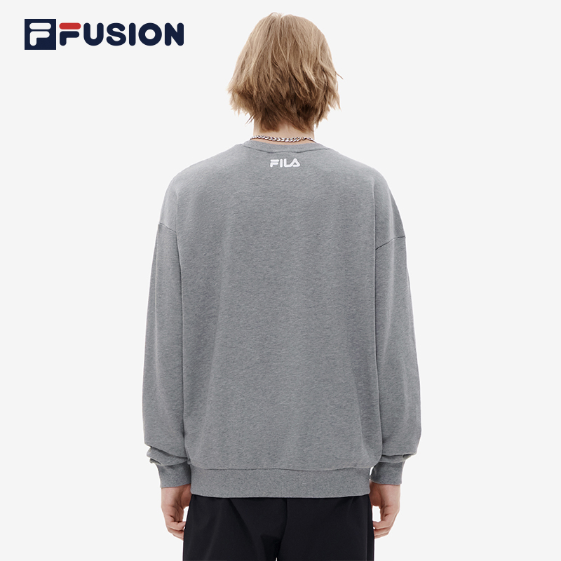 FILA FUSION斐乐潮牌卫衣男2022秋季宽松时尚百搭针织套头衫 - 图0