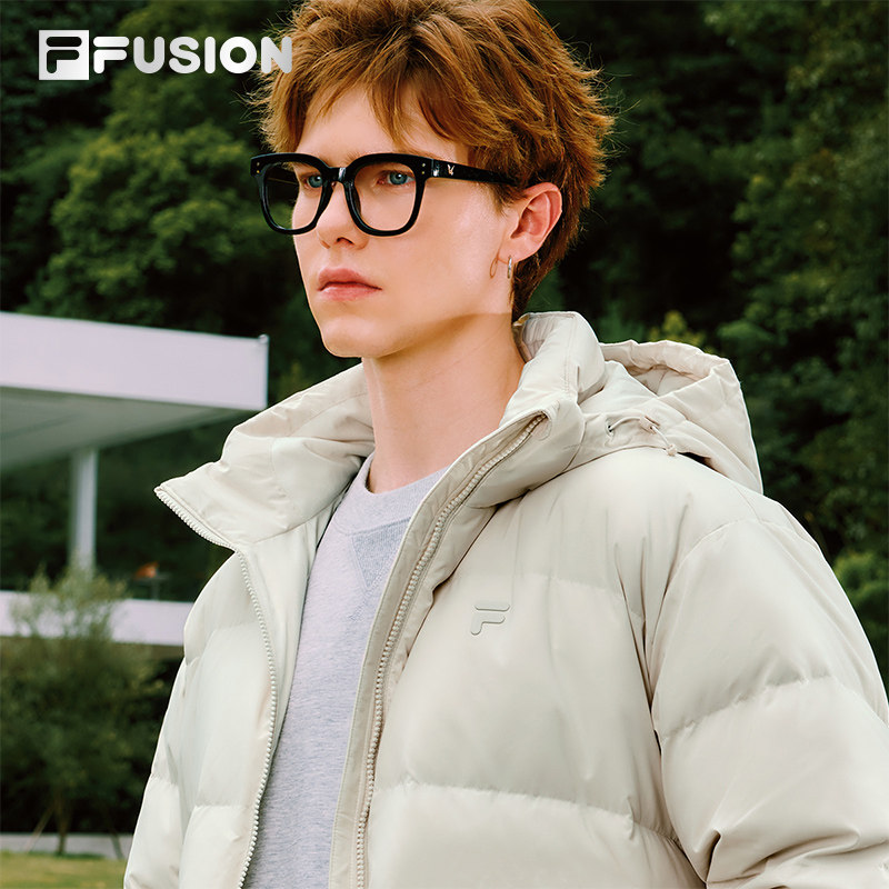 FILA FUSION斐乐潮牌羽绒服男2025冬季新款休闲宽松保暖连帽外套
