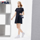 FILA斐乐女子针织连衣裙夏季一片式圆领时尚休闲连身裙