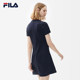 FILA斐乐女子针织连衣裙夏季一片式圆领时尚休闲连身裙