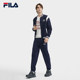 FILA 斐乐官方男士针织长袖外套2024冬季新款时尚休闲拼色棒球服