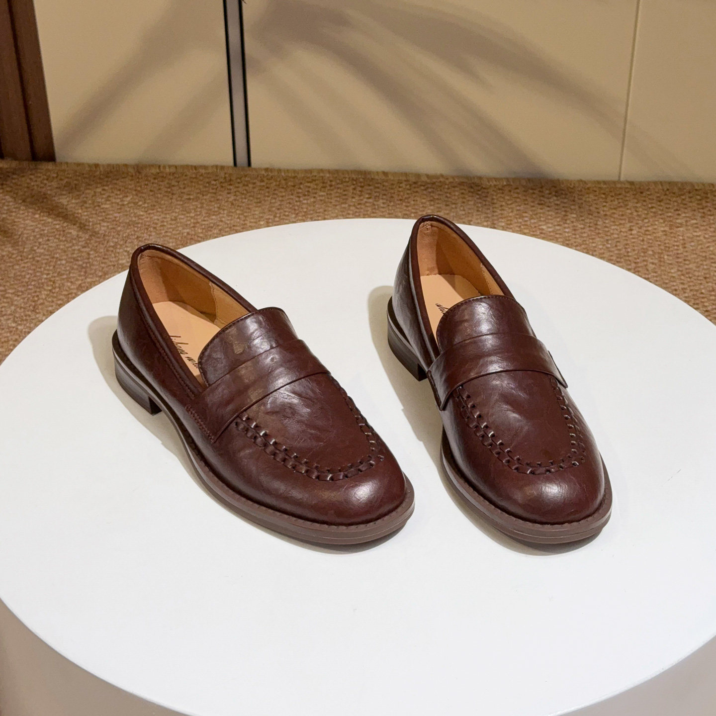 真皮英伦风一脚蹬简约乐福鞋女低跟豆豆鞋深口单鞋通勤百搭小皮鞋,淘宝优惠券,粉丝福利购,淘宝优惠卷