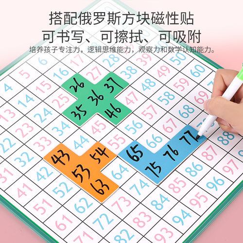 磁力性百数板蒙氏数学思维训练启蒙教具1到100数字表益智儿童玩具 - 图0