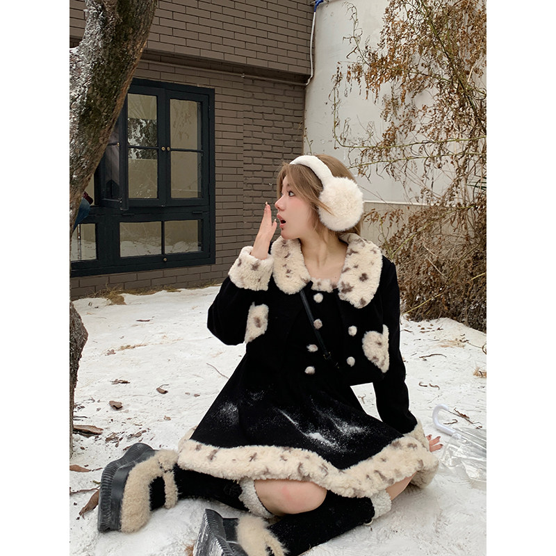 安妮不火 毛茸茸爱心时尚套装女2025秋冬毛领修身显瘦吊带连衣裙,淘宝优惠券,粉丝福利购,淘宝优惠卷