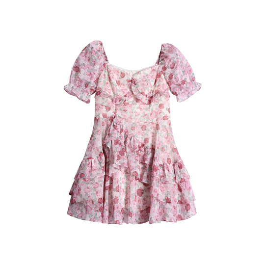 Pastoral A-shaped floral irregular skirt