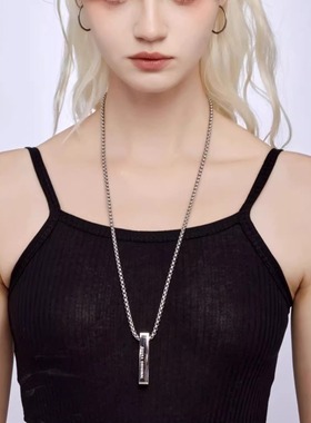 GUUKA潮牌喻言同款项链男女 长方形吊坠小众嘻哈毛衣挂件情人礼物