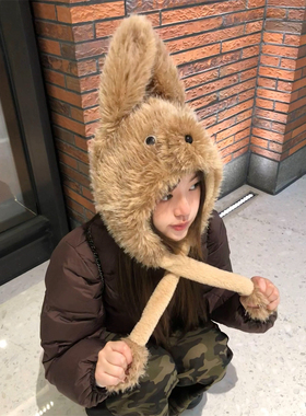 会动耳朵的小狗帽！加绒雷锋帽