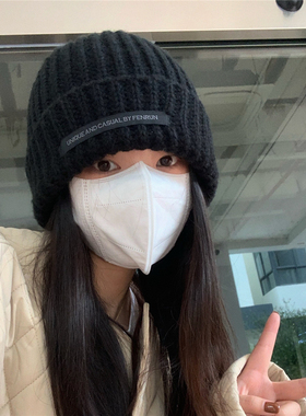 丁走走帽子女大头围百搭毛线帽